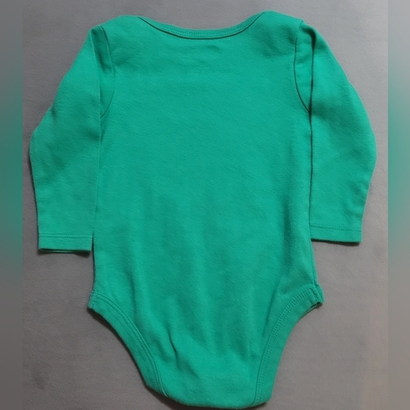 4/$30 - little Elf Green Long Sleeve Romper Diaper Shirt - Size 6M - Picture 2 of 6